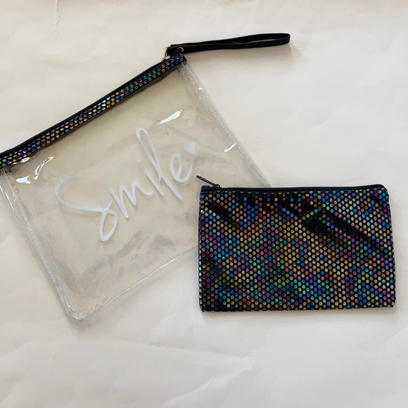 Black ‘SMILE’ Cosmetic/Travel Bag Set - Picture 2 of 4